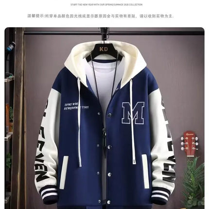 S-6XL Men's Hooded Pockets Cargo Jacket Men's Clothing Spring Autumn Japanese Fashion Loose Male Coat Hooded Baseball Jersey New