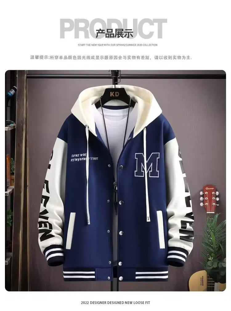 S-6XL Men's Hooded Pockets Cargo Jacket Men's Clothing Spring Autumn Japanese Fashion Loose Male Coat Hooded Baseball Jersey New