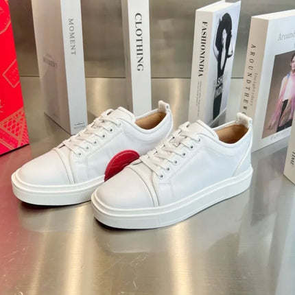 New Style Casual Leather Casual Couple Sneakers Unisex Fashion Crescent Bottom White Shoes Red Sole Men's Women's Casual Shoes