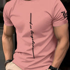 T-shirt da uomo girocollo da allenamento ampia e traspirante ad asciugatura rapida con motivo a lettere stampato sul tessuto durevole casual all'aperto
