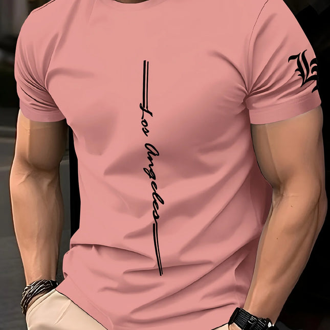 T-shirt da uomo girocollo da allenamento ampia e traspirante ad asciugatura rapida con motivo a lettere stampato sul tessuto durevole casual all'aperto
