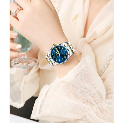 BANGWEI Orologio da donna elegante e lussuoso al quarzo, orologio da polso classico e semplice in acciaio inossidabile, con data automatica, impermeabile, con diamanti platinumshop