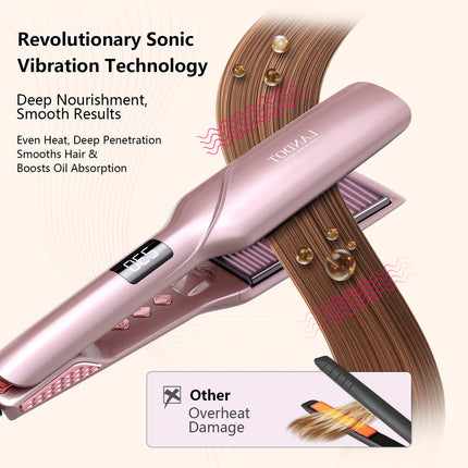 Professional 1-3/4" Flat Iron, Hair Straightener with Anti-Static Technology, 20-Second Heat Up & 60 Minute Auto Shut-Off, 30% Longer Ceramic Floating Plates, Titanium + Ceramic Coating for Less Frizz, Shinier & Smoother