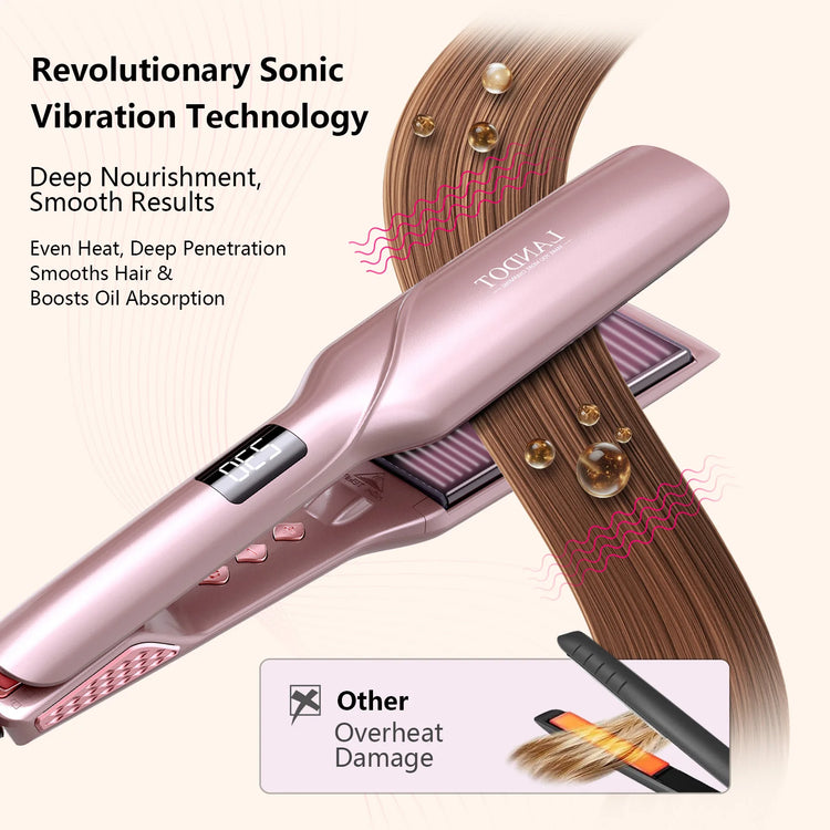 Professional 1-3/4" Flat Iron, Hair Straightener with Anti-Static Technology, 20-Second Heat Up & 60 Minute Auto Shut-Off, 30% Longer Ceramic Floating Plates, Titanium + Ceramic Coating for Less Frizz, Shinier & Smoother