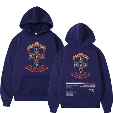 Men's and Women's Guns N Roses Printed Hooded Sweatshirts Guns N Roses Unisex Clothing Printed Rock Hip-hop Gothic Fashion