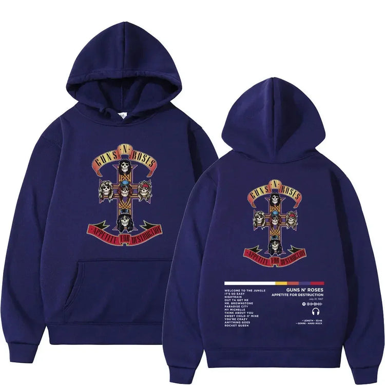 Men's and Women's Guns N Roses Printed Hooded Sweatshirts Guns N Roses Unisex Clothing Printed Rock Hip-hop Gothic Fashion