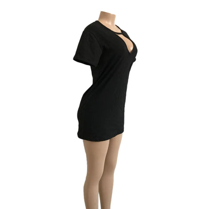Sexy Summer Dress Deep V Neck Pleated Women Dress Hollow Out Solid Color Hanging Neck White Mini Dress