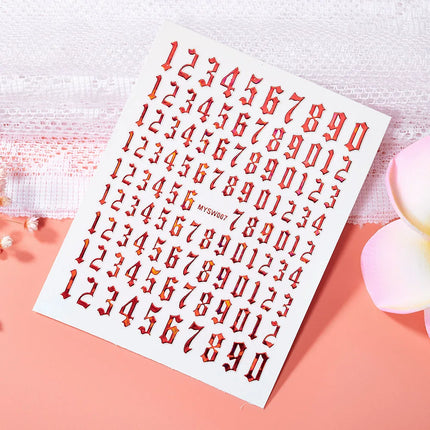 1PC 26-English Alphabet Number 3D Self-adhesive Nail Art Decal Sticker Word Small Letter Nail Decals Sticker Manicure Decoration