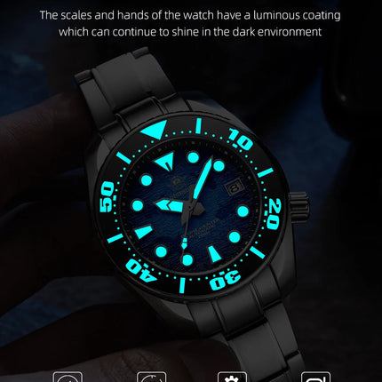 ADDIESDIVE Watches For Men Sapphire Luxury NH35 Mechanical Wristwatch 200m Waterproof Ceramic Bezel BGW9 Luminous Diving Watch