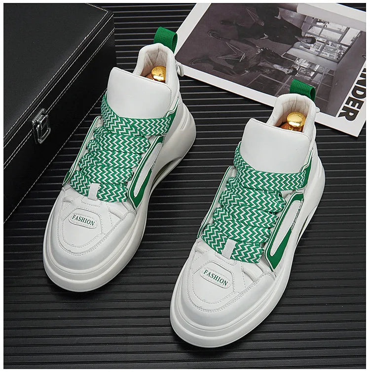 High top White Sneakers Best selling Mens Sneakers With Anti slip Wear resistant Properties Increasing Height by 6 Centimeters