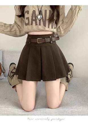 Autumn and Winter 2025 New High-waisted A-line Skirt College Style Sweet Versatile Woolen Pleated Skirt PlatiNum