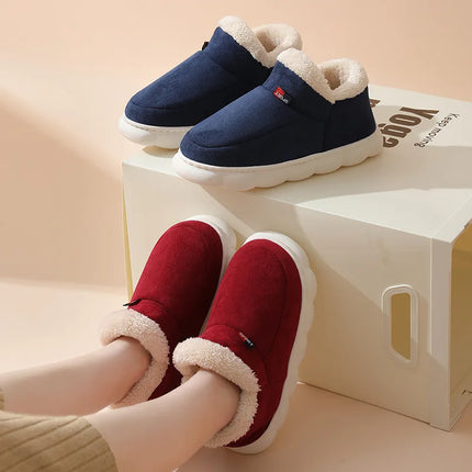 Shevalues Winter Men Slippers Short Plush Men Cotton Boots Indoor Fluffy House Fur Slippers Men Casual Soft Fur Furry Men Shoes