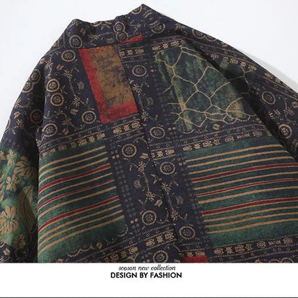 Camicie Uomo Yukata Cosplay Kimono Giapponese Retrò, Camicie Etniche Stampate da Uomo, Camicie in Lino Moda Donna, Blusa Oversize Haori
