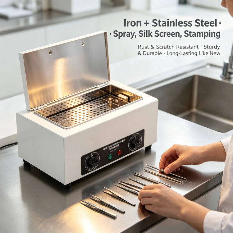 Metal Cleaning Machine High Temperature Sterilizer 300W 2L 122-428℉ Timer Dry Heat Stainless Steel for Nail Salon Clinic Lab Can Be Used In Clinics Hair Stores Nail Salons Beauty Salons Laboratories Etc