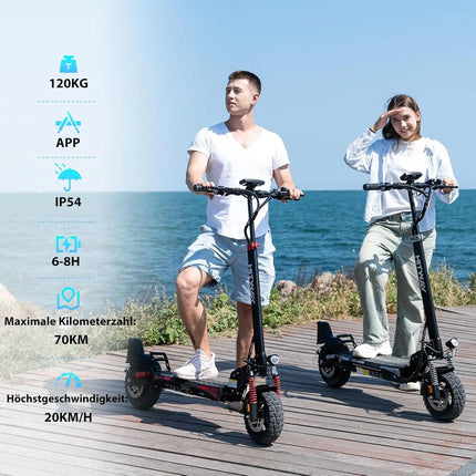 Monopattino elettrico Hitway, omologato per la circolazione stradale (Abee), monopattino elettrico per adulti da 10 pollici, batteria da 15.6ah, motore da 500W