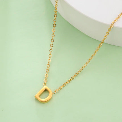 Skyrim Stainless Steel A-Z Initial Letter Necklace for Women Trend Minimalist Alphabet Choker Neck Chain Jewelry Birthday Gift PlatiNum