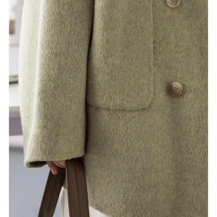 CHIC VEN Women's Woolen Coats Loose Casual Double Breasted Retro Double-sided Jacket Office Lady Outerwear Autumn Winter 2026