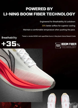 Li-Ning Unisex FEIDIAN 5 ELITE Racing Running Shoes SUPER BOOM LiNing CARBON-FIBER PLATE Shoes Anti-Slip Sneakers ARMV003 PlatiNum