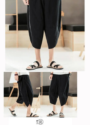 Pantaloni estivi da uomo in cotone, casual, stile hip hop, streetwear, harem, comodi, oversize, lunghezza a metà polpaccio, molto venduti.