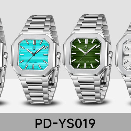 PAGANI DESIGN 37MM Orologio al Quarzo di Alta Gamma, Quadrato, Semplice ed Elegante, con Cristallo Zaffiro, Cassa in Acciaio Inossidabile, Regalo per Uomo