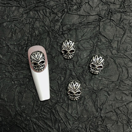 20PCS Alloy Dark Gothic Style Cross Skull Nail Art Decoration Punk Spider Web Coffin Nail Charm Accessories for DIY Crafts