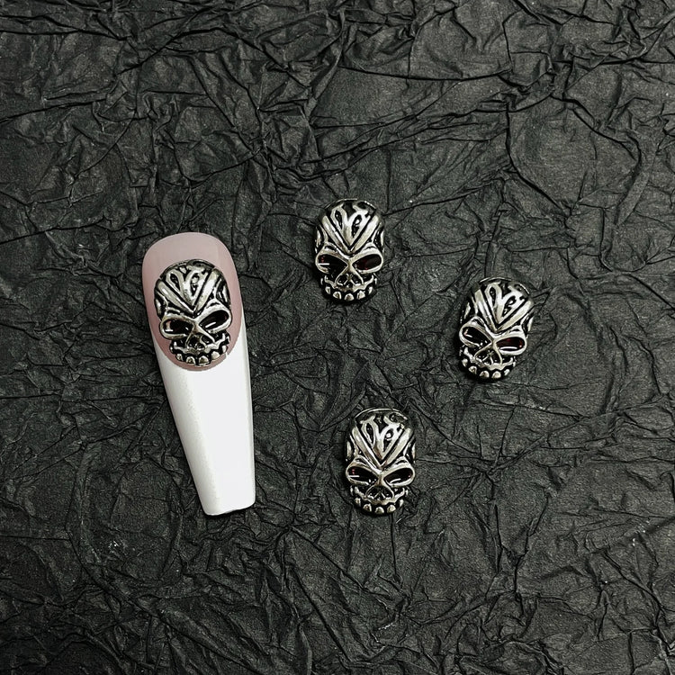 20PCS Alloy Dark Gothic Style Cross Skull Nail Art Decoration Punk Spider Web Coffin Nail Charm Accessories for DIY Crafts