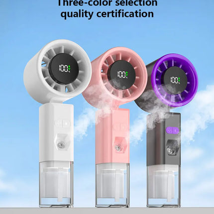 Ventilatore Portatile a Spruzzo con Vento Forte e Nebulizzatore d'Acqua, Ventilatore Portatile Silenzioso con Nebulizzazione, Ventilatore Pieghevole Ricaricabile USB di Piccole Dimensioni