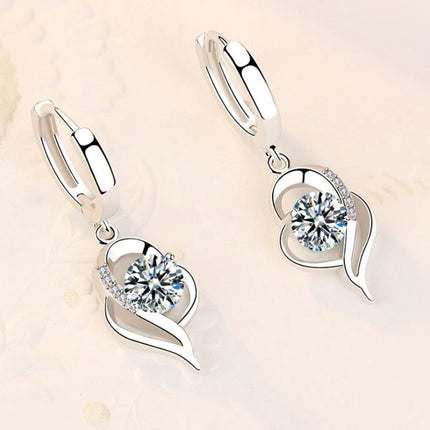 925 Sterling Silver New Woman Fashion Jewelry High Quality Blue Pink White Purple Crystal Zircon Hot Selling Earrings PlatiNum