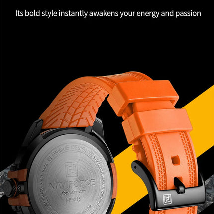 NAVIFORCE Creativo cinturino in TPU orologio da polso maschile moda sportiva 3ATM quarzo impermeabile giorno e data display orologi da uomo Reloj Hombre platinumshop