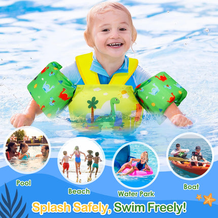 Kids Swim Vest Floaties for Children Arm Band Floaties with Adjustable Strap Swim Jacket Water Wing Pool Floating Learning Swimming