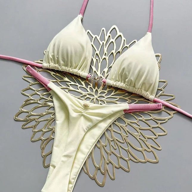 Micro Bikini 2026 Push Up Costumi da bagno donna Costumi da bagno sexy Bikini brasiliano Perizoma Biquini Costume da bagno solido Costumi da bagno estivi platinumshop
