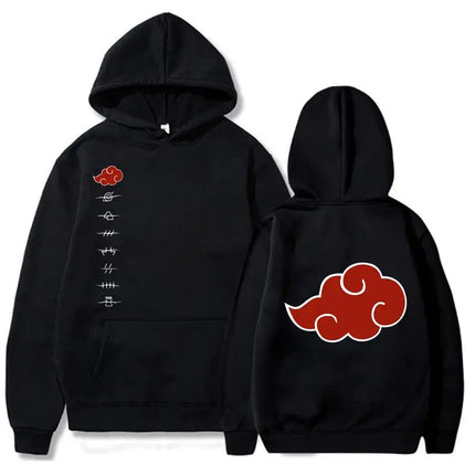 Naruto Logo Print with Plush Hooded Casual Loose Fit Men's Couple Hoodie
