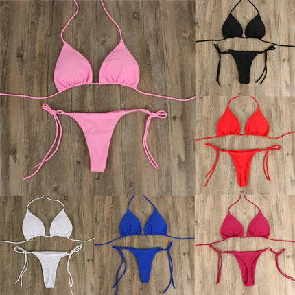 Costume da bagno sexy perizoma con cravatta laterale e cravatta da donna, cinturino diviso, fasciatura regolabile, stile brasiliano, costumi da bagno da donna platinumshop