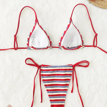 Women's Sexy Push-up Two-piece Swimsuit 2026, Striped Micro Bikini, Trendy Beach Set
