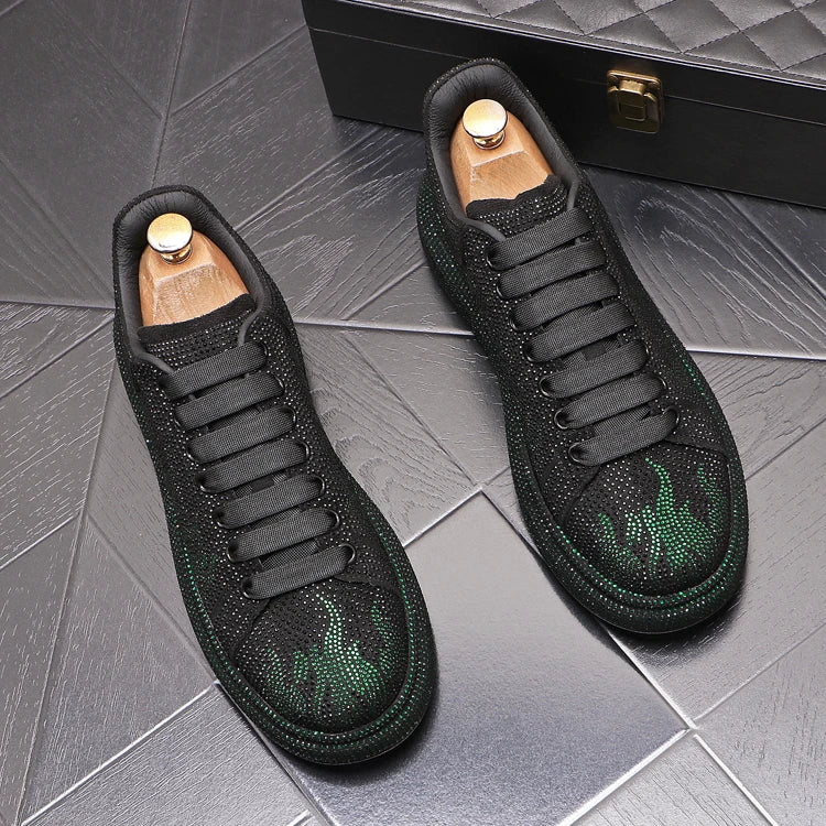 New Style Luxury Men's High Hip-hop Casual Shoes Men Black Fashion Rivets Shoes Italy Fashion Leisure Driving Loafers