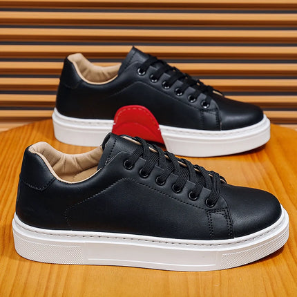 Hot Men's Casual Shoes Leather Sneakers Fashion White Black Male Vulcanized Shoes Non-slip Soft Men Shoes Lightweight Flat Shoe