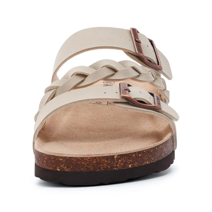 Crestar Sandali con pedana in sughero da donna Sandali scorrevoli slip-on con fibbia alla moda da donna Nuove pantofole comode estive con supporto per l'arco plantare