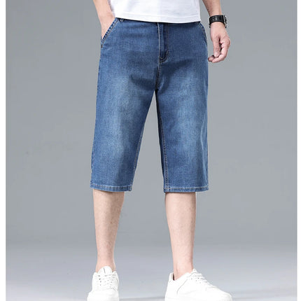 Nuovi Pantaloncini in Denim Sottili da Uomo Estate 2026, Morbidi e Confortevoli, Effetto Seta Ghiaccio, Vestibilità Ampia, Blu Chiaro e Blu Scuro, Taglie Grandi