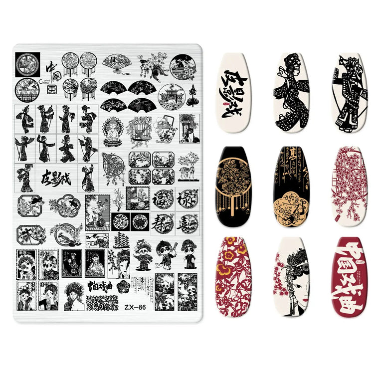 Flowers Love Nail Stamping Newspaper Splice Theme Irregular Stamping Plates Letter Nail Art Printing Stencil Tool Big Size Tools
