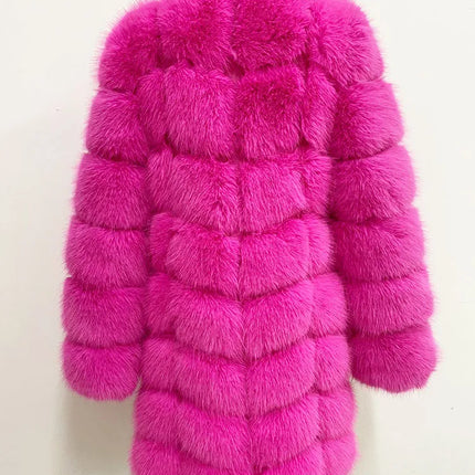 ZADORIN Europe Fashion 90cm Long Trench Coats Faux Fox Fur Coat Women Luxury Fur Splicing Warm Fluffy Fur Jacket Winter Overcoat
