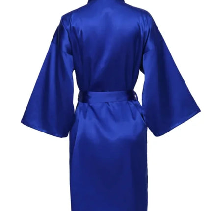 Vestaglia da notte in raso solido, elegante vestaglia da casa con scollo a V a mezza manica e cintura, pigiama da donna