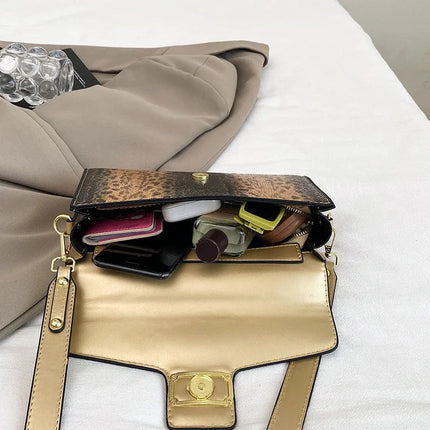 New Ladies Metal Buckle Simple Fashion Shoulder Bag Party Commuting Bag Women Luxury Brand Design PU Leather Bag PlatiNum