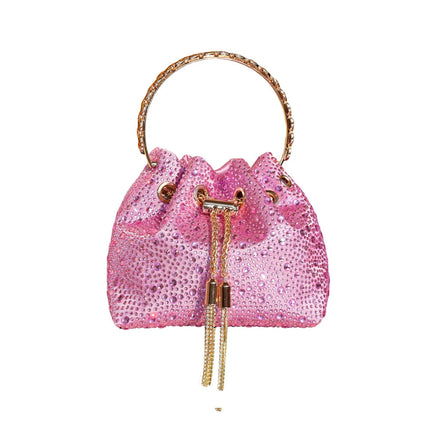 Handle Rhinestones Evening clutch Bag Purses and handbag luxury Designer shoulder bag Shiny Crystal Clutch purse bucket bag PlatiNum
