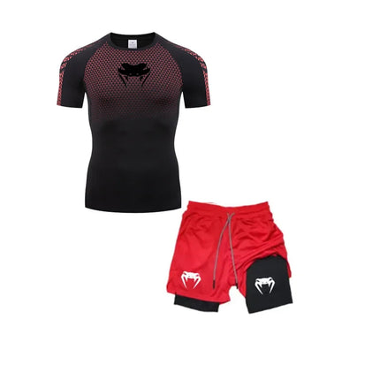 Set di compressione Anime Venom Magliette da palestra per allenamento da uomo Pantaloncini da corsa traspiranti Set di abbigliamento sportivo Rash Guard ad asciugatura rapida platinumshop