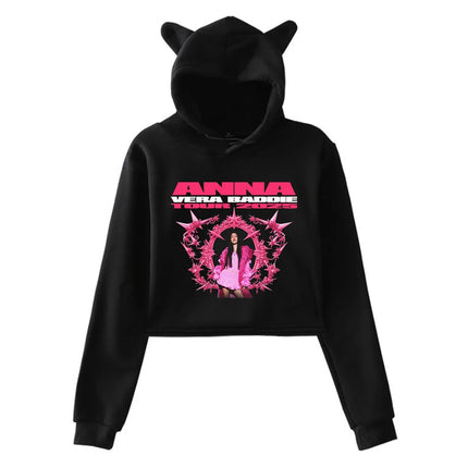 GF Anna Pepe Vera Baddie Tour Hoodie Cat Ears Hooded Sweatshirts Long Sleeve Crop Top Women Fashion Clothes