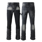 Four Seasons  Men's Casual Spliced Vintage Grey Elastic Jeans Bootcut Pants Trendy Slim Denim Trousers Male Men's Streetwear PlatiNum