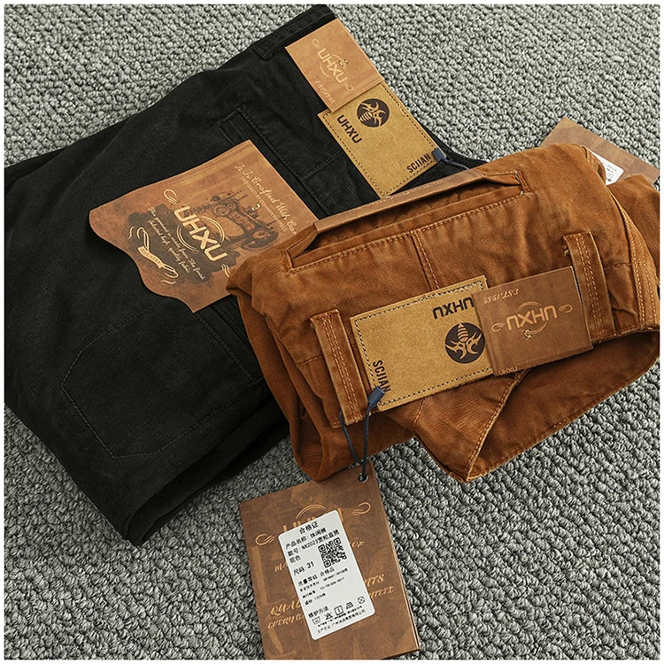 Spring And Autumn New American Retro 100% Cotton Multi-pocketed Washed Old Straight Casual Pants Loose Fashion Cargo Trousers