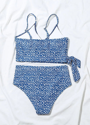 Costume da bagno bikini da donna verde a pois a vita alta brasiliano push-up con lacci e bendaggio, nuovo modello 2026, per la spiaggia PlatiNum