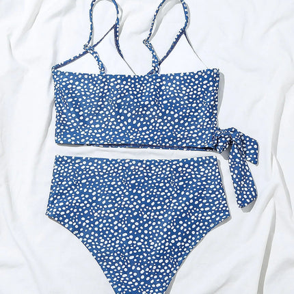 Costume da bagno bikini da donna verde a pois a vita alta brasiliano push-up con lacci e bendaggio, nuovo modello 2026, per la spiaggia PlatiNum