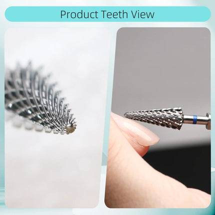 HYTOOS Tungsten Carbide Tree Cone Nail Drill Bits Professional E-file Bits for Acrylic Hard Gel Removal Manicure Pedicure Tool